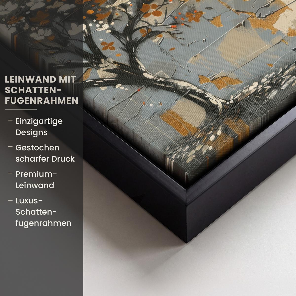 LEINWAND Bilder mit Rahmen - Baum - Graffiti - Banksy-Stil - Ballon-Mädchen - 20x20 - Blaugrau, Textil (20/20cm) - MuchoWow