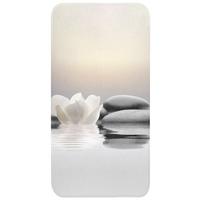 BADEMATTE Steine - Lotus - Weiß - Wasser - Zen 60x120 cm - Weiß, Textil (60/120cm) - OnlyWow