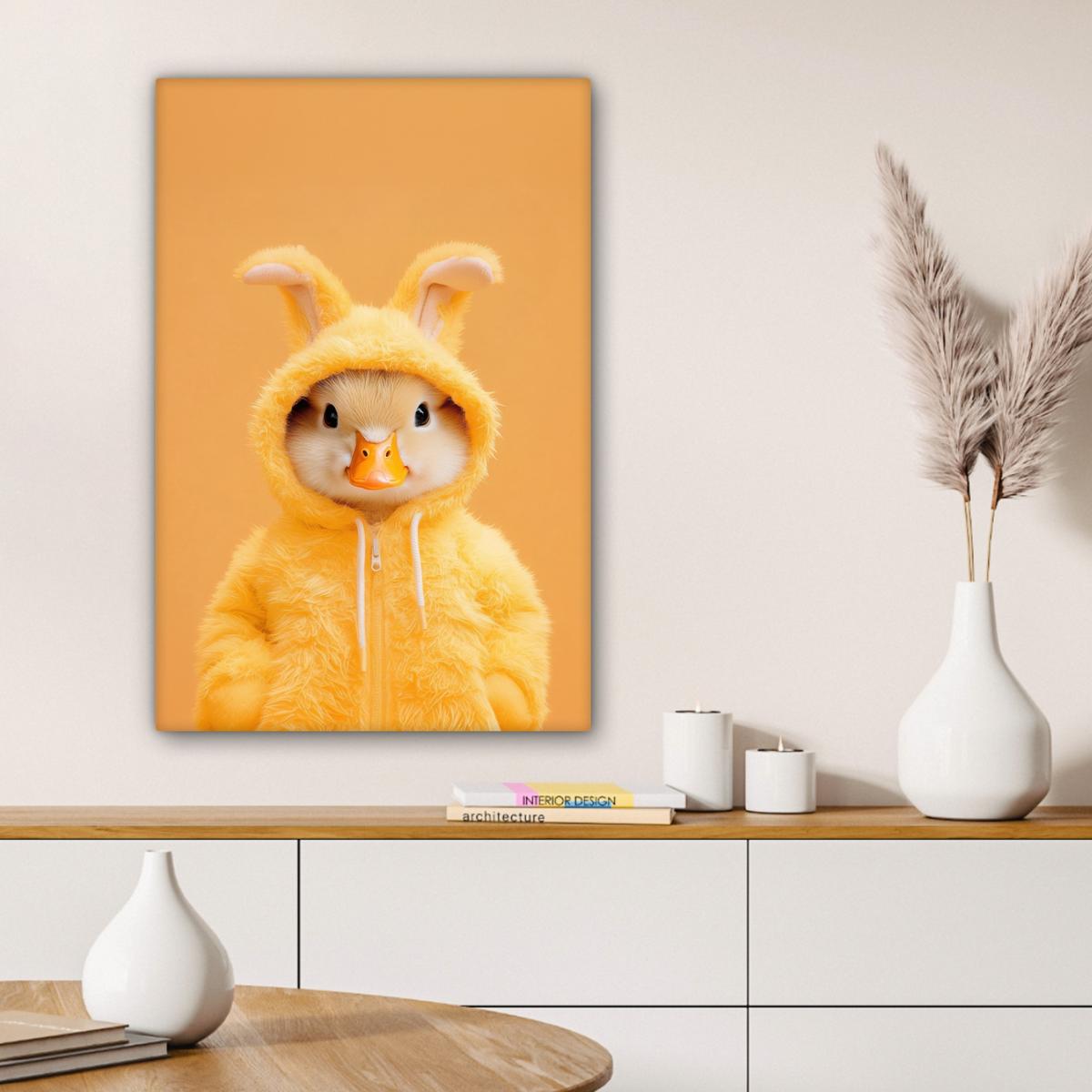 LEINWANDBILD Osterhase - Kostüm - Ente Wanddeko 40x60 cm - Gelb, Textil (40/60cm) - MuchoWow