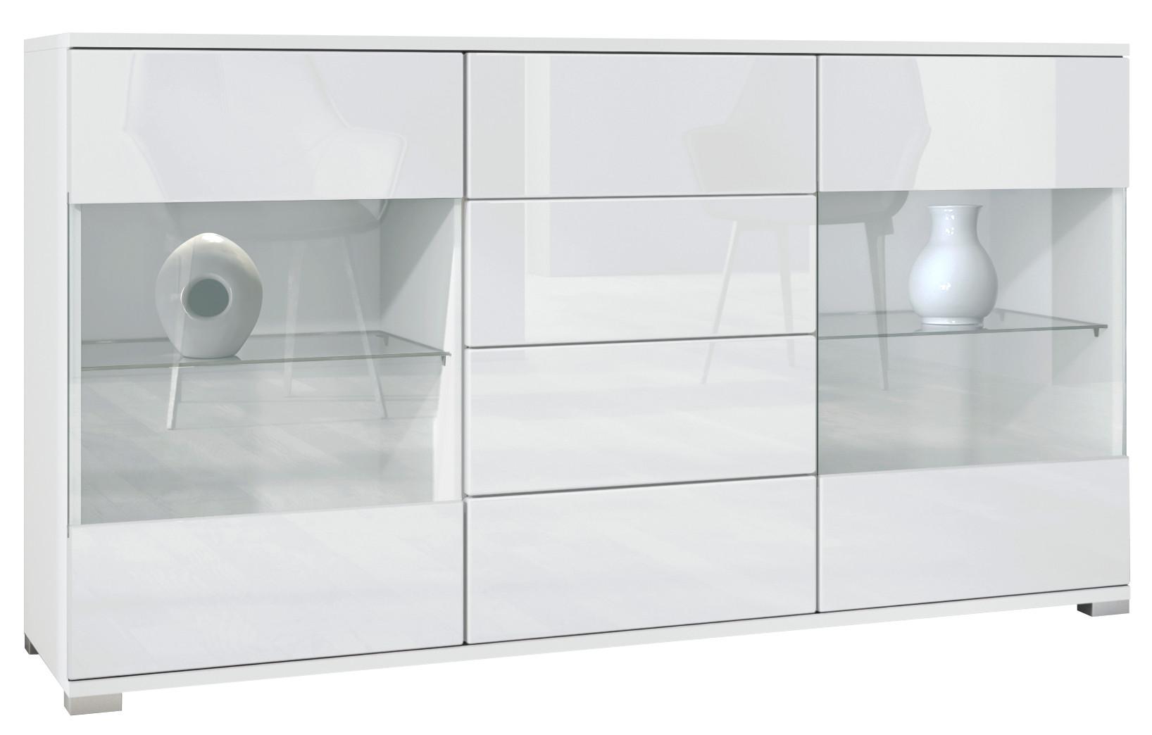 SIDEBOARD Bari Weiß Hochglanz - Weiß Hochglanz, Holzwerkstoff (138.5/75.5/35cm) - Vladon