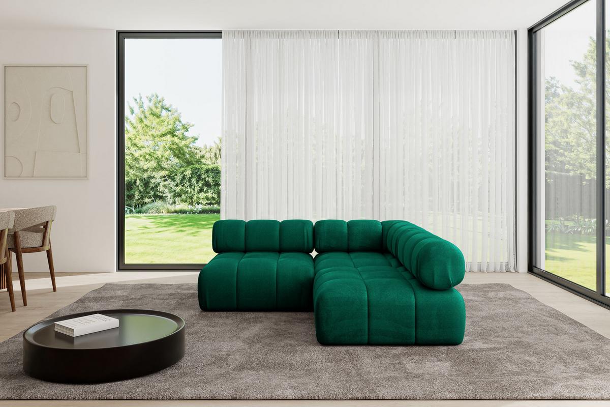 ECKSOFA modulares Sofa Samaro-L1 - 190x190x70 cm Dunkelgrün Velours - Dunkelgrün, Holzwerkstoff/Textil (190/190cm) - ALTDECOR