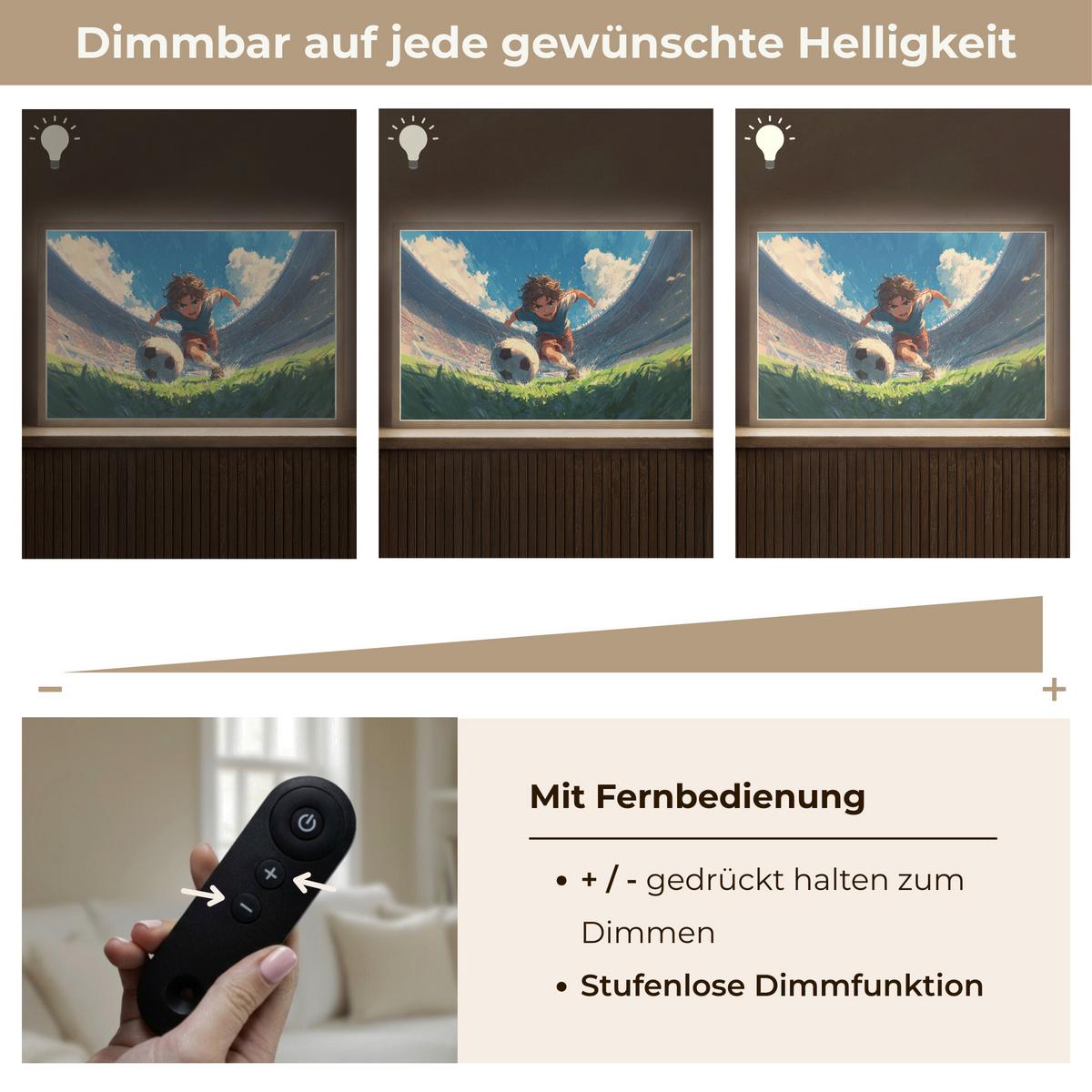 WANDLEUCHTE MIT AKKU Stadion - Fußballer - Ball 60x40 cm - Blau, Holzwerkstoff (60/40/8cm) - OnlyWow