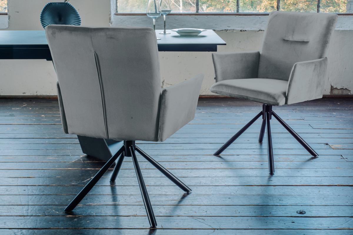 ESSZIMMERSTUHL KYRA Grau Velvet Drehbar (360°) (1er-Set) - Blaugrau/Grau, Kunststoff/Textil (64/88/61cm) - KAWOLA