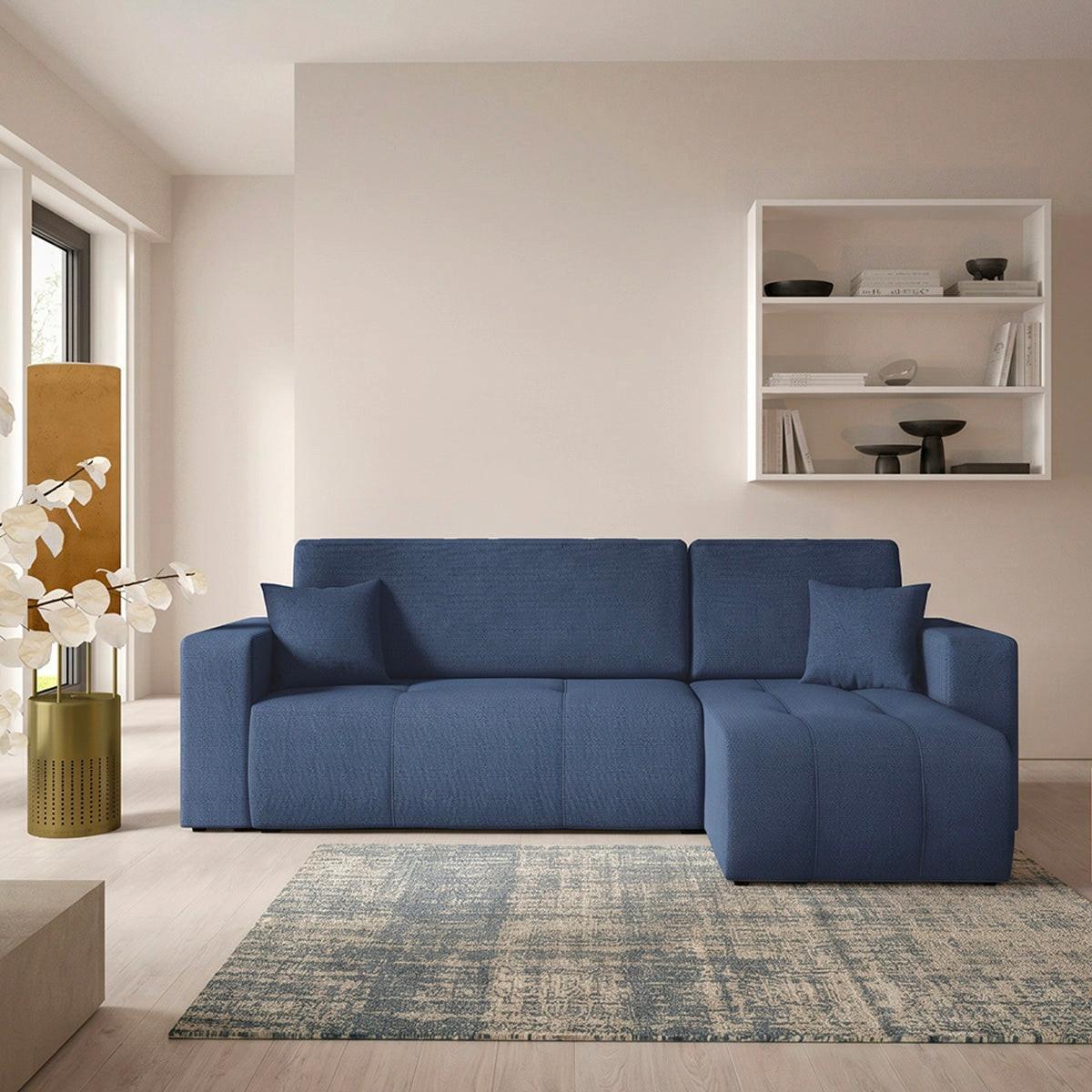 ECKSOFA Vasco 3 Sitzplätze Blau - Blau, Holz (247/145cm) - Petits-meubles