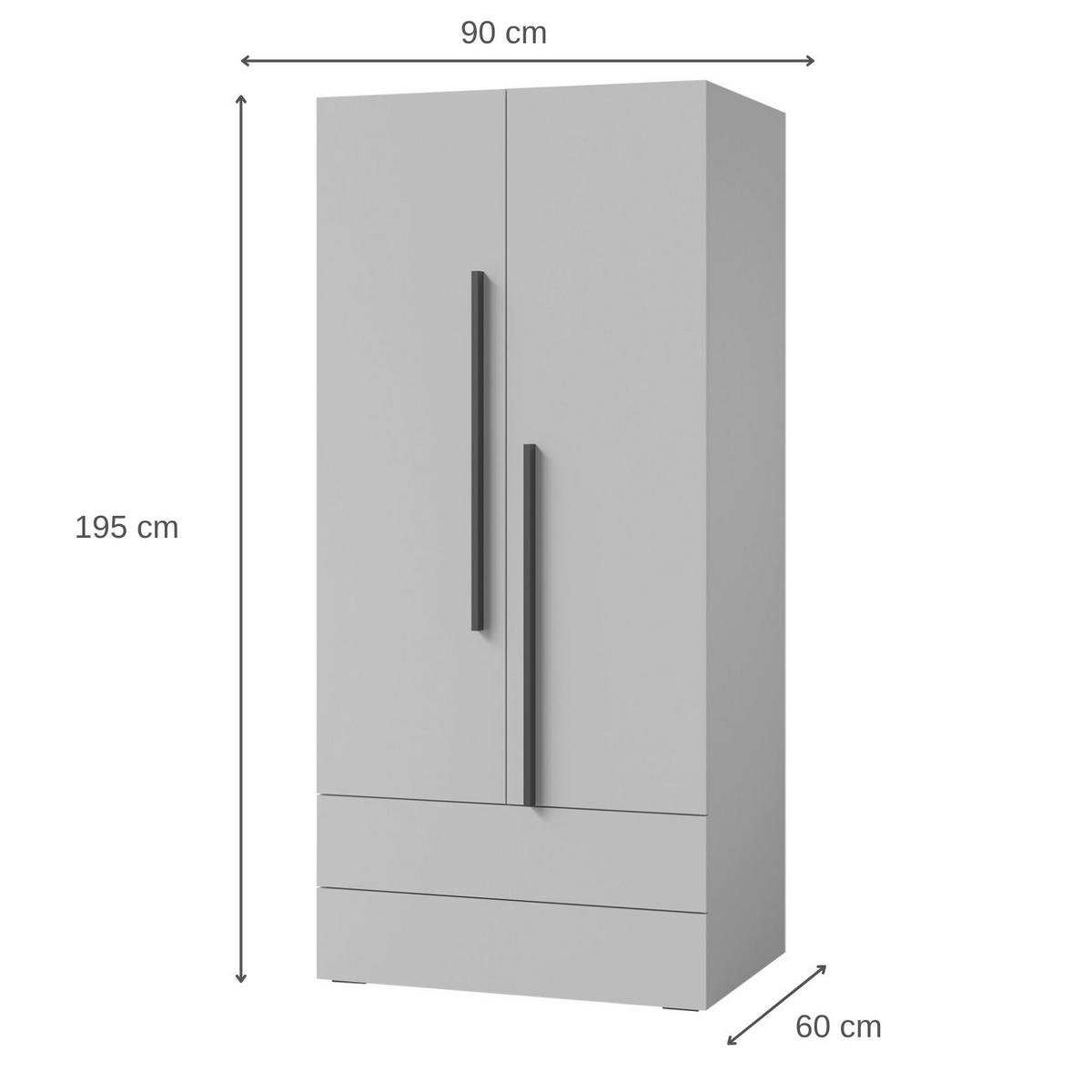 DREHTÜRENSCHRANK Largo mit 2 Türen und 2 Schubladen, für Jugendzimmer, 90 cm, Kaschmir - Kaschmir, Holzwerkstoff (90/195/60cm) - Beautysofa