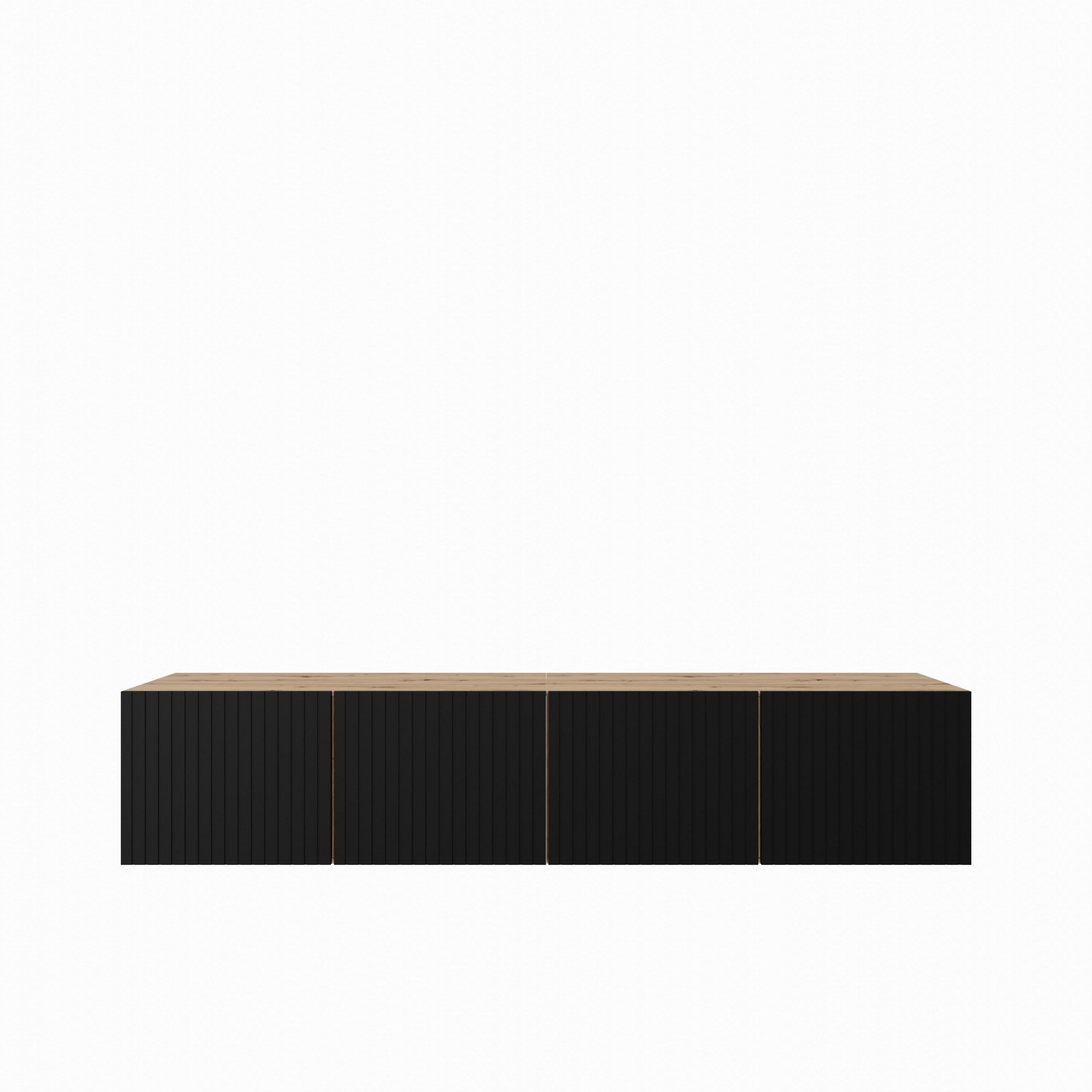 LOWBOARD LIVO 200/41/40 cm, Hängender TV-Schrank Eiche Artisan - Schwarz/Eiche Artisan, Holzwerkstoff (200/41/40cm) - MASSENO