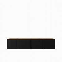 LOWBOARD LIVO 200/41/40 cm, Hängender TV-Schrank Eiche Artisan - Schwarz/Eiche Artisan, Holzwerkstoff (200/41/40cm) - MASSENO