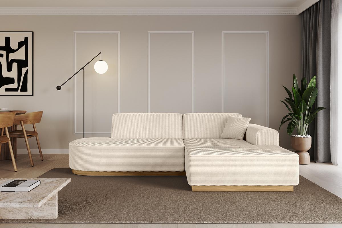 ECKSOFA Ottomane Rechts IREA-L1-v2 - 232x165x80 cm Beige - Beige, Holzwerkstoff/Textil (232/165cm) - ALTDECOR