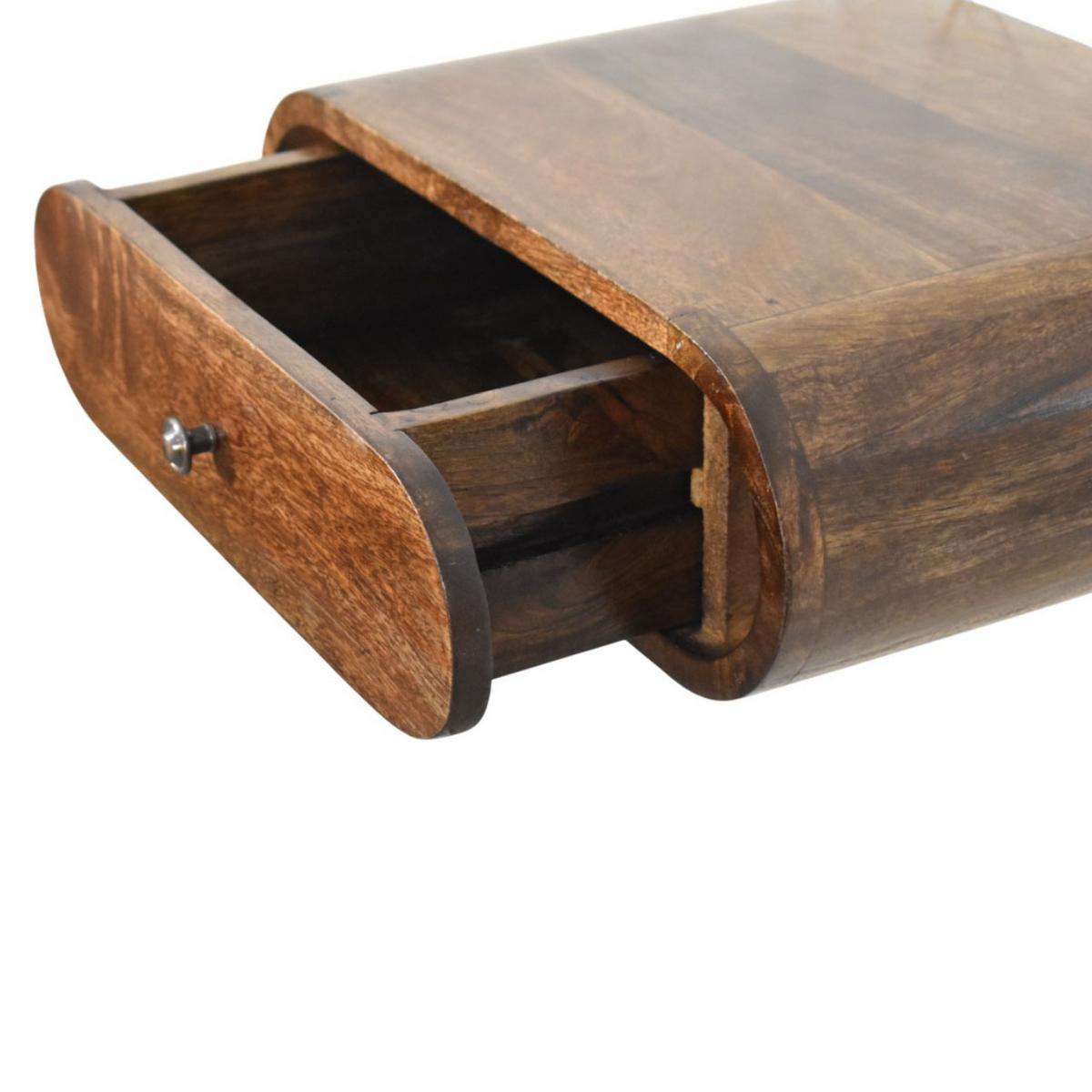 NACHTTISCH Abgerundet, wandmontiert in Classic Grey-Finish - Dunkelbraun/Messingfarben, Holz/Metall (45/15/32cm) - Artisan Furniture