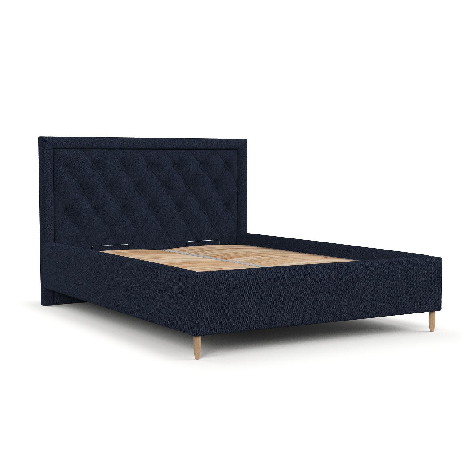 POLSTERBETT Lido 180/200 cm Marineblau im Riva Stoff - Naturfarben/Dunkelblau, Holz/Holzwerkstoff (180/200cm) - AltaBeds