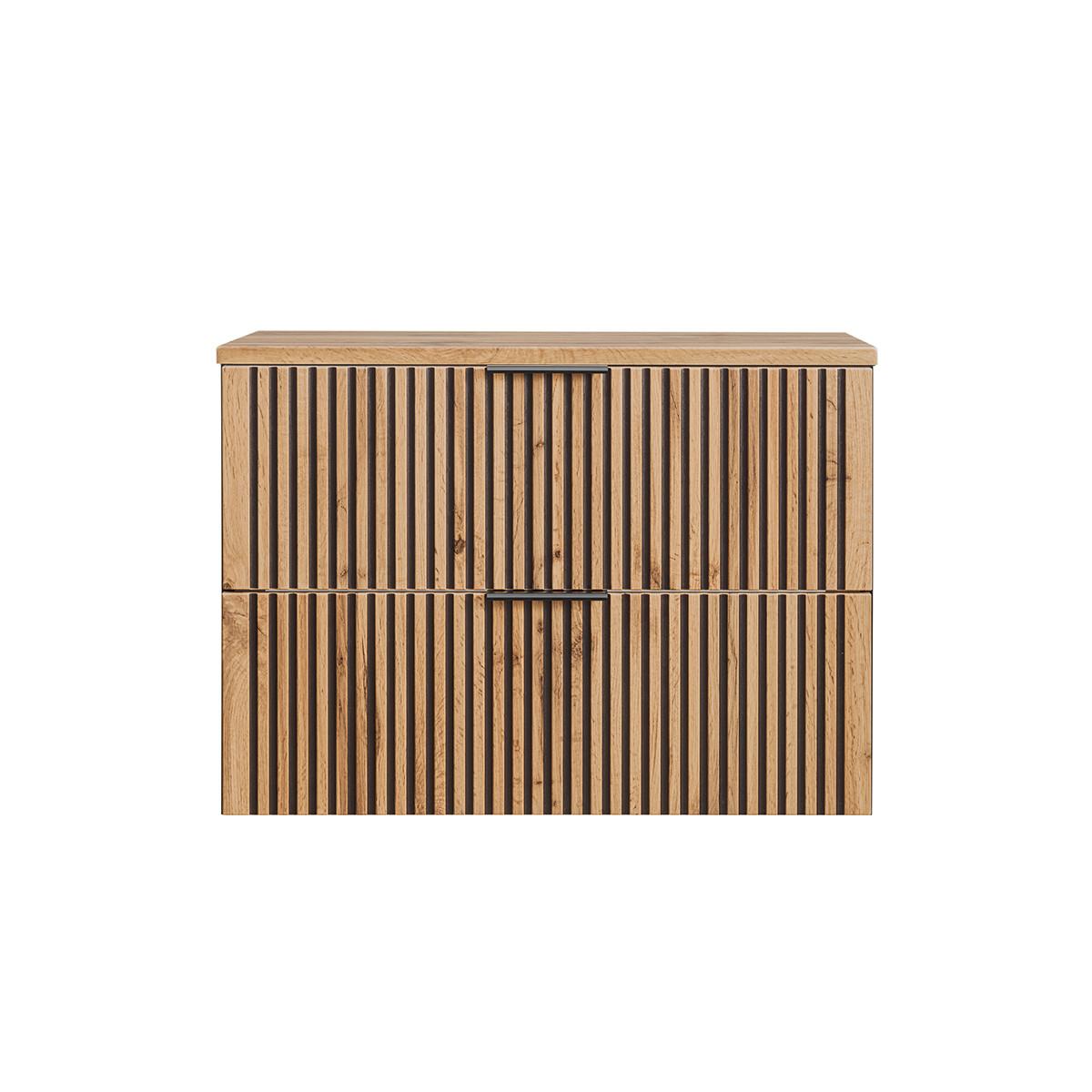 WASCHTISCHUNTERSCHRANK 80.6cm Gaia Holz in Eichenoptik und Schwarz - Schwarz, Holzwerkstoff (80.6/59/46cm) - Petits-meubles