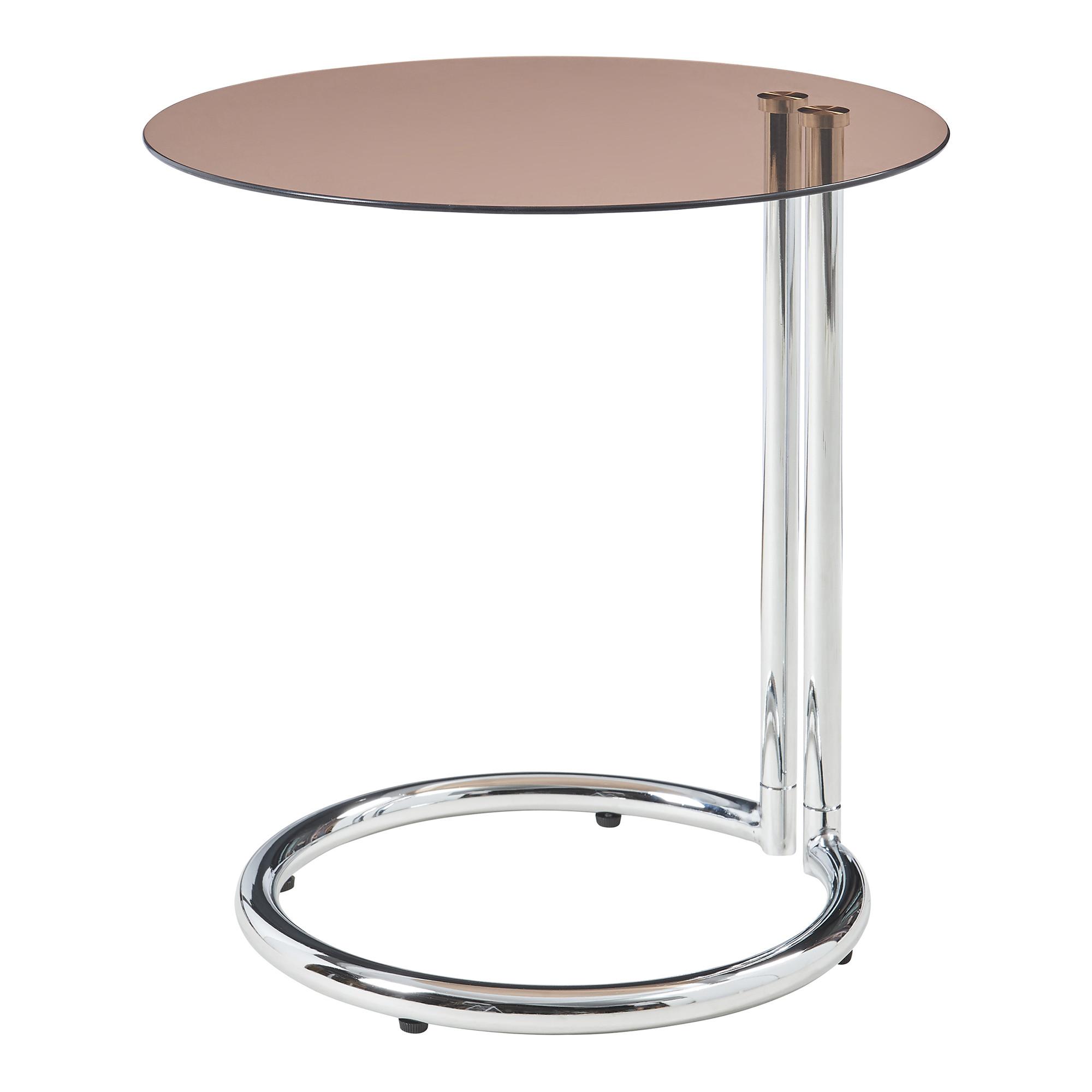 BEISTELLTISCH Ylivieska - Chromfarben/Bernsteinfarben, Glas/Metall (44.5/44.5/46cm) - [en.casa]