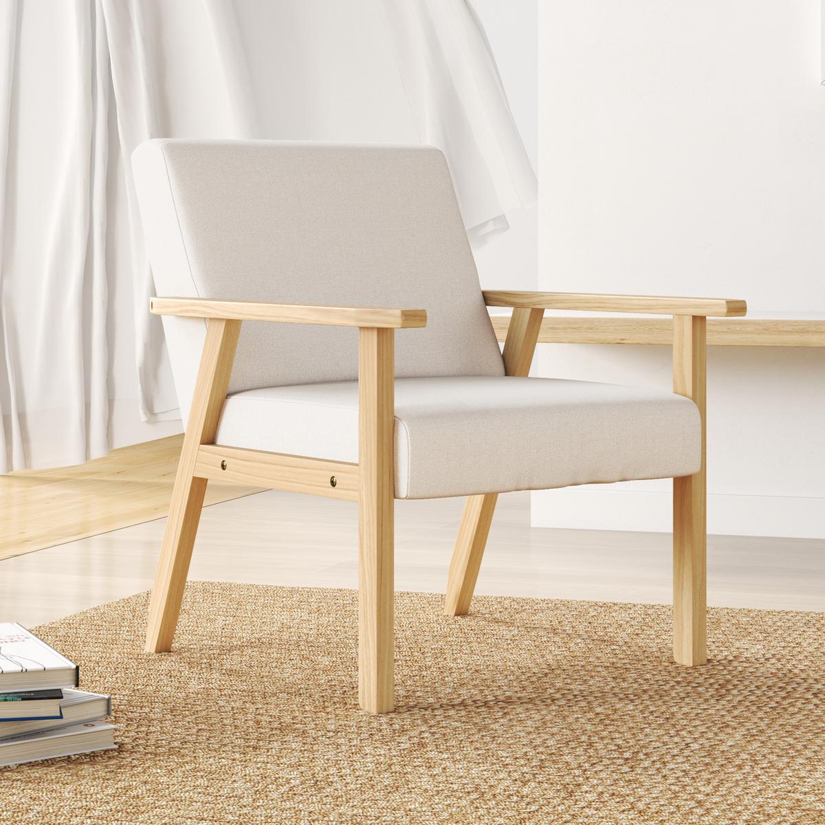 SESSEL mit Armlehnen, 64 x 70 x 72 cm, Cremeweiß - Weiß, Textil (70/72/64cm) - HOMCOM