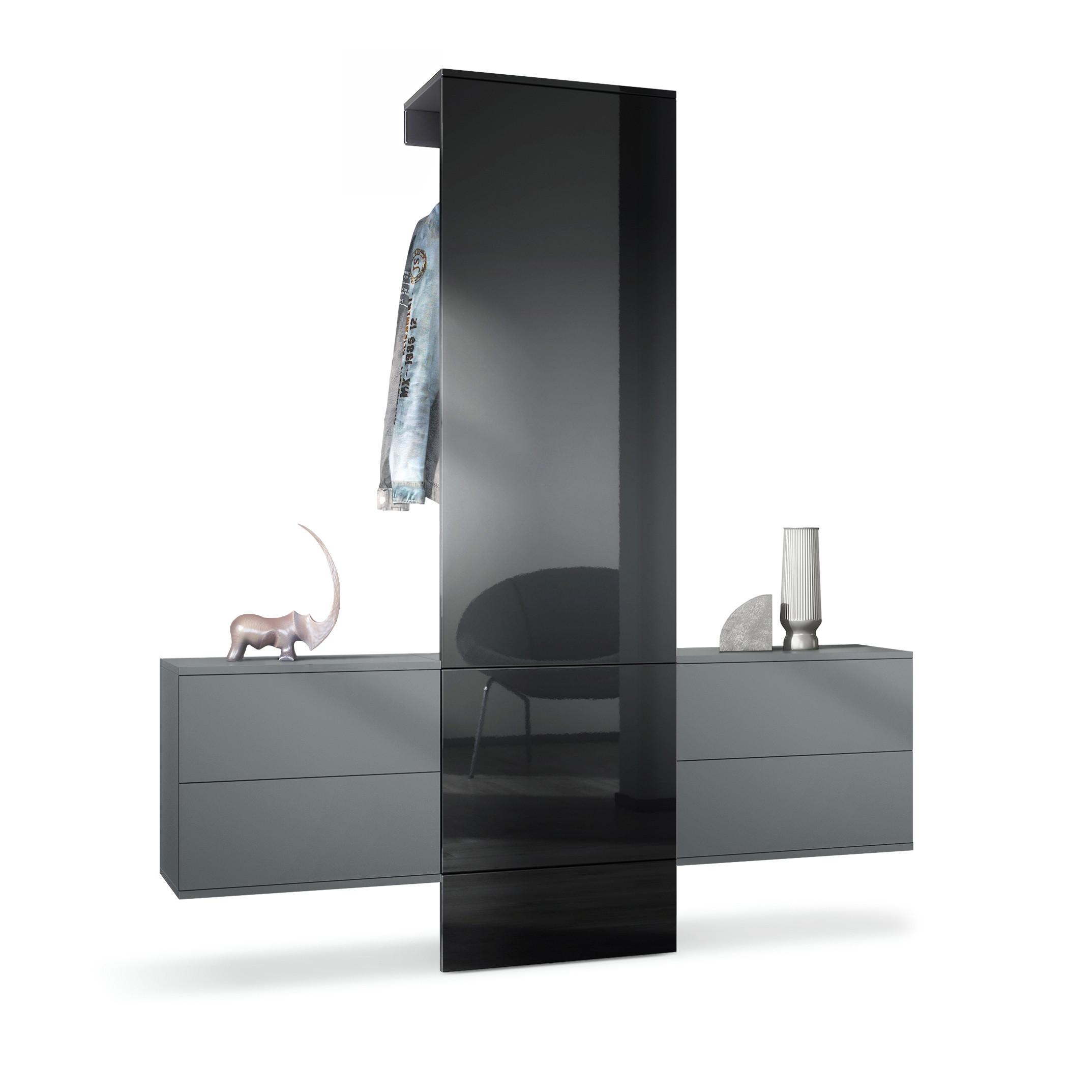 GARDEROBE Carlton Paneel in Schwarz Hochglanz - Schwarz Hochglanz, Holzwerkstoff (157/193/35cm) - Vladon