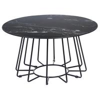 COUCHTISCH Marmor-Effekt schwarz 80cm Bernie - Schwarz/Weiß, Glas (80/16/40cm) - Beliani