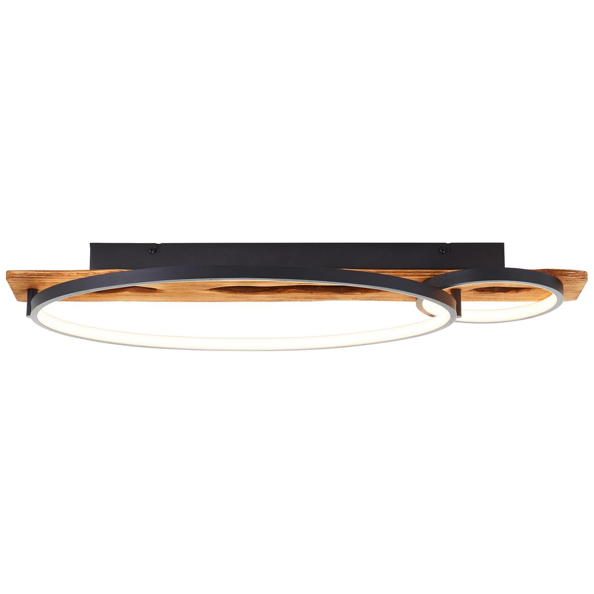 LED DECKENLEUCHTE Pirus Schwarz/Holz 30,5/70/8,5 cm - Multicolor, Holz (30.5/70/8.5cm) - Brilliant