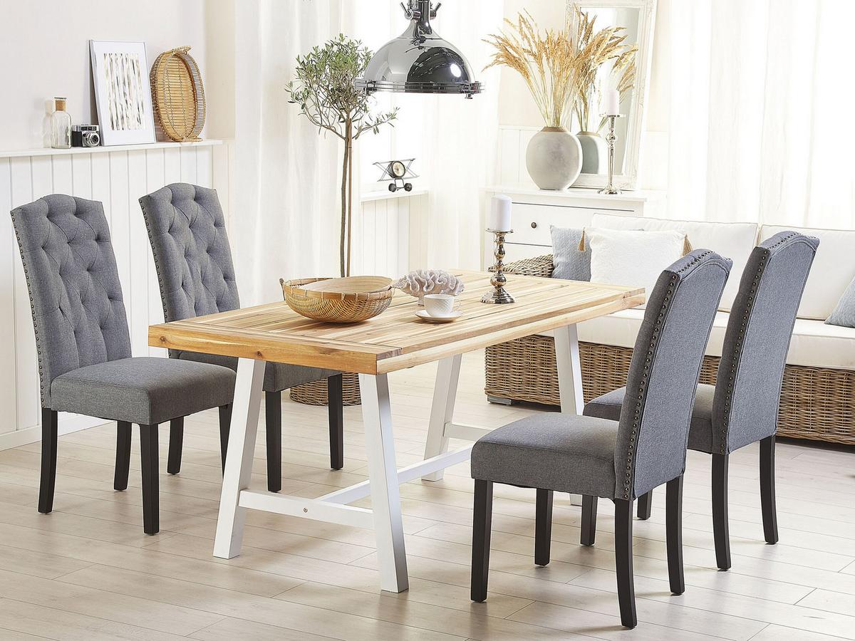 ESSZIMMERSTUHL 2er-Set Polsterbezug Grau Shirley - Grau, Holz/Textil (46/103/60cm) - Beliani