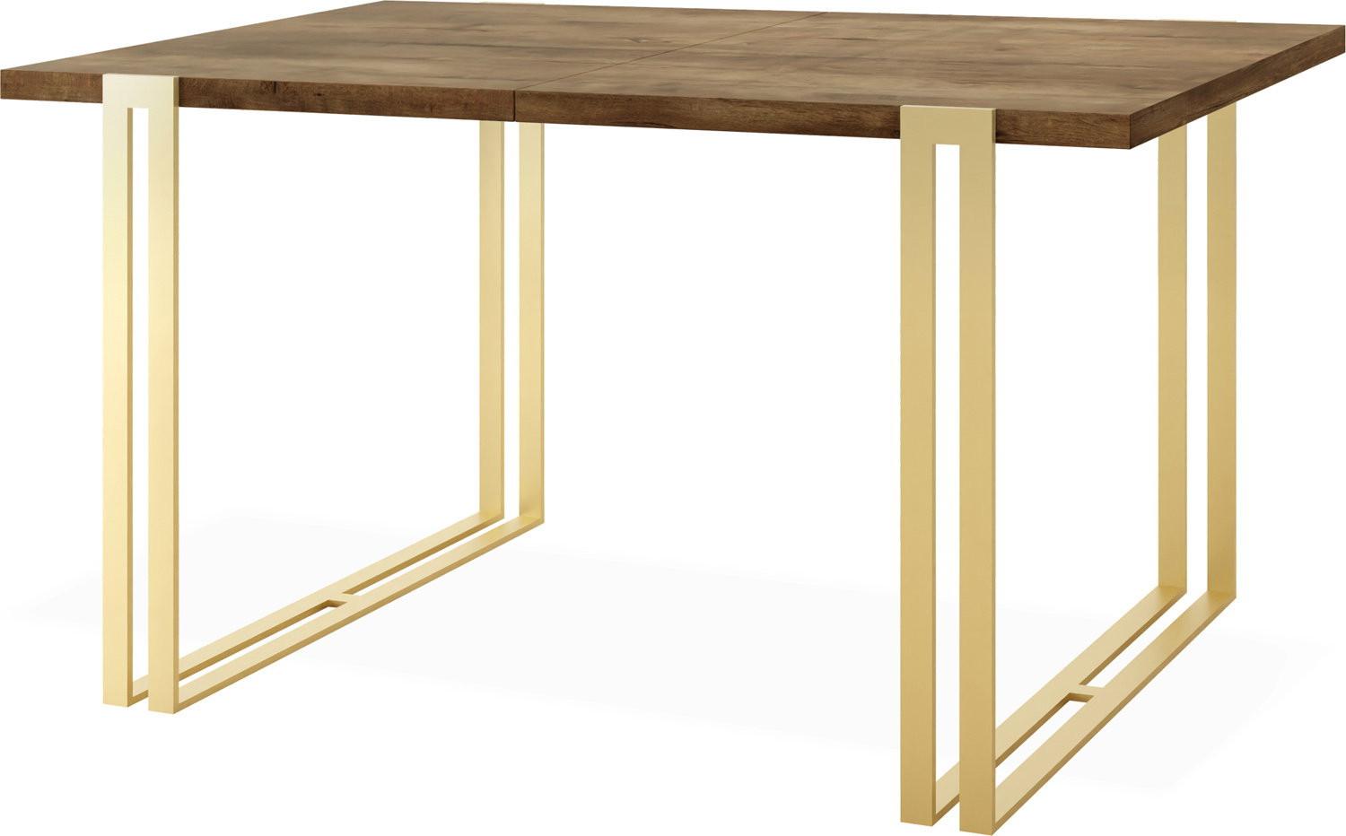 ESSTISCH Stella rechteckig ausziehbar, Lefkas Eiche 140-260/80/76 cm - Alteiche/Goldfarben, Holzwerkstoff/Metall (80/240/76cm) - WFL GROUP
