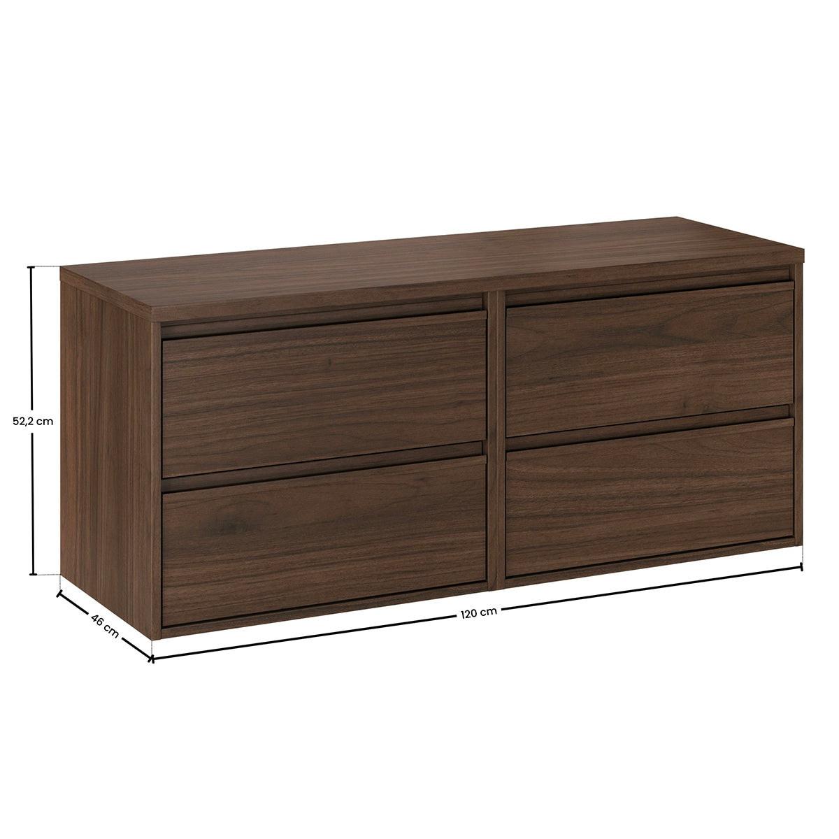 WASCHTISCHUNTERSCHRANK 120cm Edmé Dunkles Holz - Dunkelbraun, Holzwerkstoff (120/52.2/46cm) - Petits-meubles