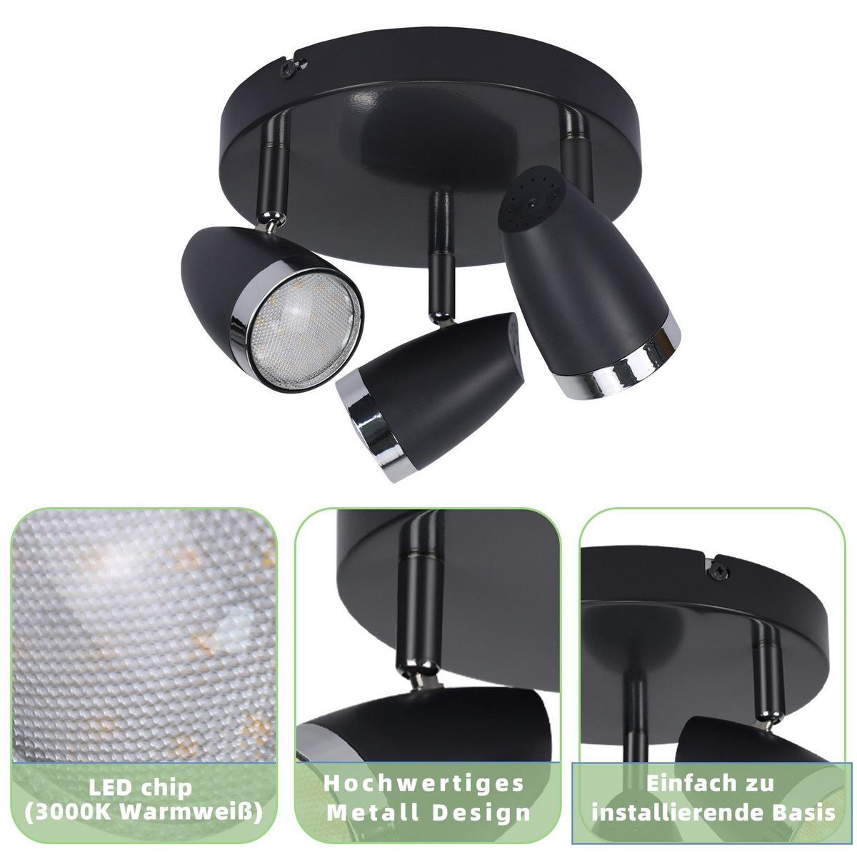 LED-DECKENSTRAHLER Leavens 3-flammig 60/15.5/19cm - Dunkelgrau, Metall (60/15.5/19cm) - Nettlife