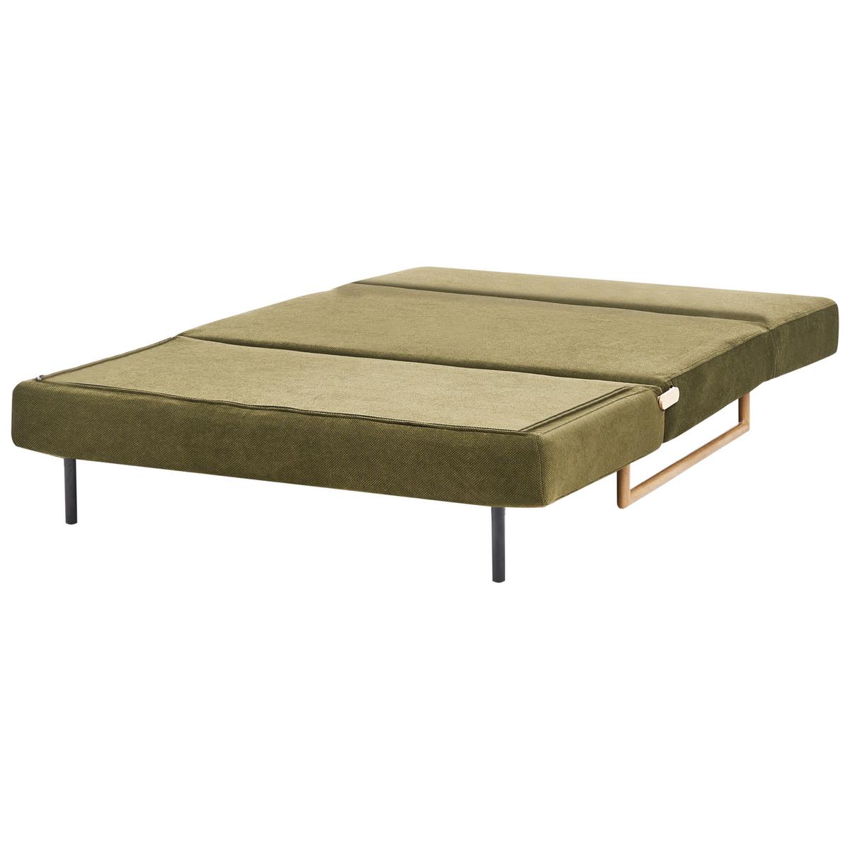 SCHLAFSOFA 2-Sitzer Stoff Grün Jerslev - Hellbraun/Braun, Textil (120/87/84cm) - Beliani