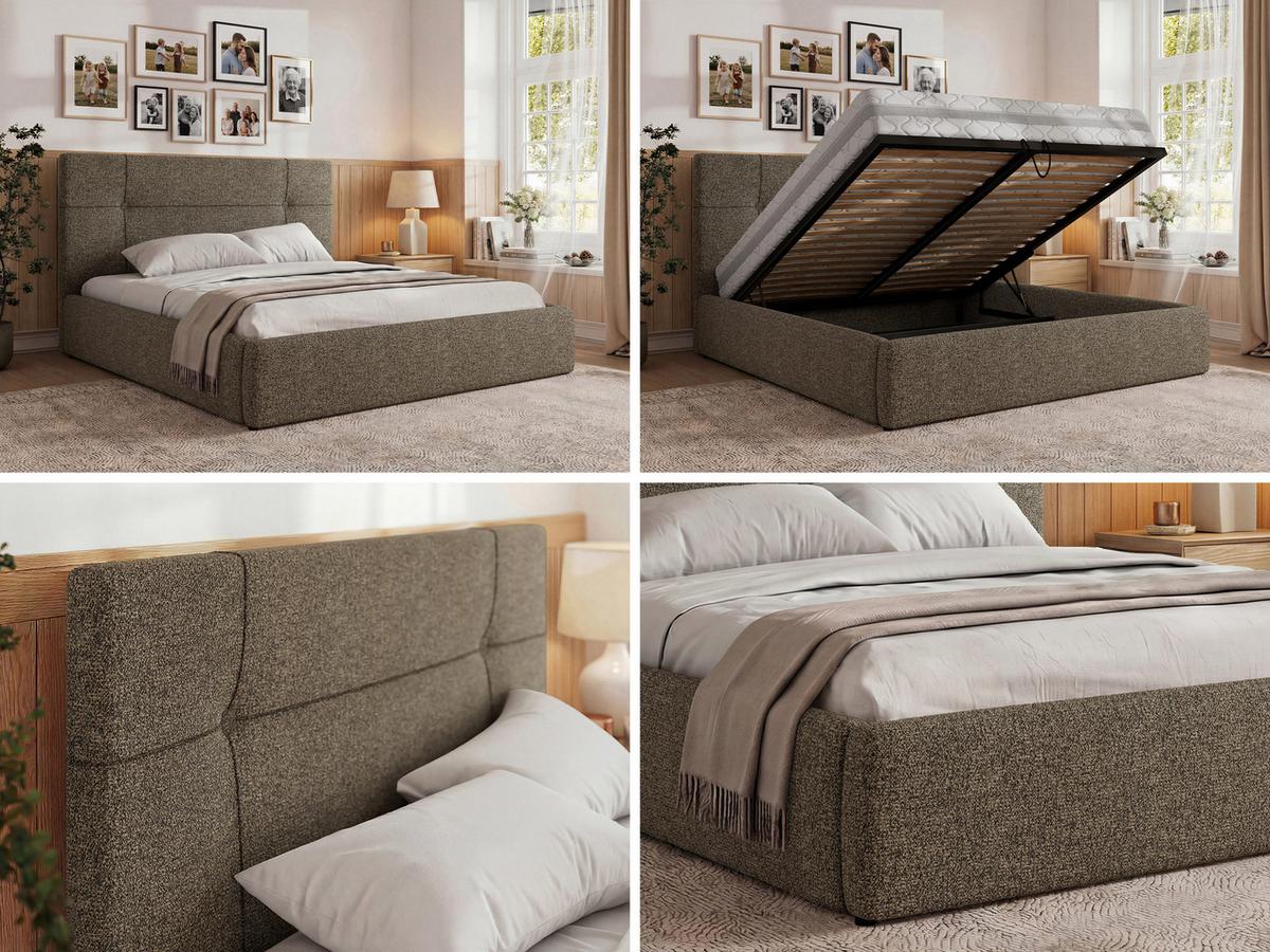 POLSTERBETT CALERIO CLASSIC 160/200 - Grau Stukture - ohne Matratze - Schwarz/Grau, Kunststoff/Textil (160/200cm) - MKS