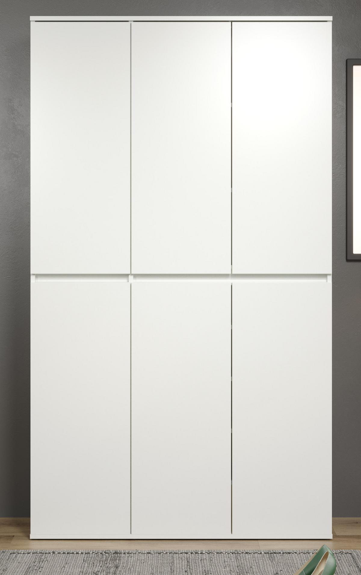 GARDEROBENSCHRANK weiß 111 x 191 cm, Schuhschrank 6-türig - Schwarz/Weiß, Holzwerkstoff/Kunststoff (111/191/34cm) - Top.Furn