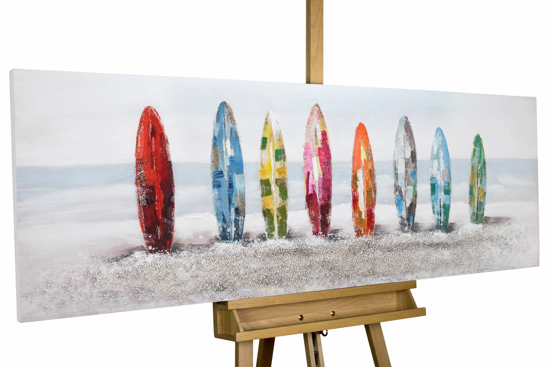 ACRYLBILD HANDGEMALT 150/50 cm - Multicolor/Grau, Holz/Textil (150/50cm) - KUNSTLOFT