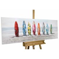 ACRYLBILD HANDGEMALT 150/50 cm - Multicolor/Grau, Holz/Textil (150/50cm) - KUNSTLOFT