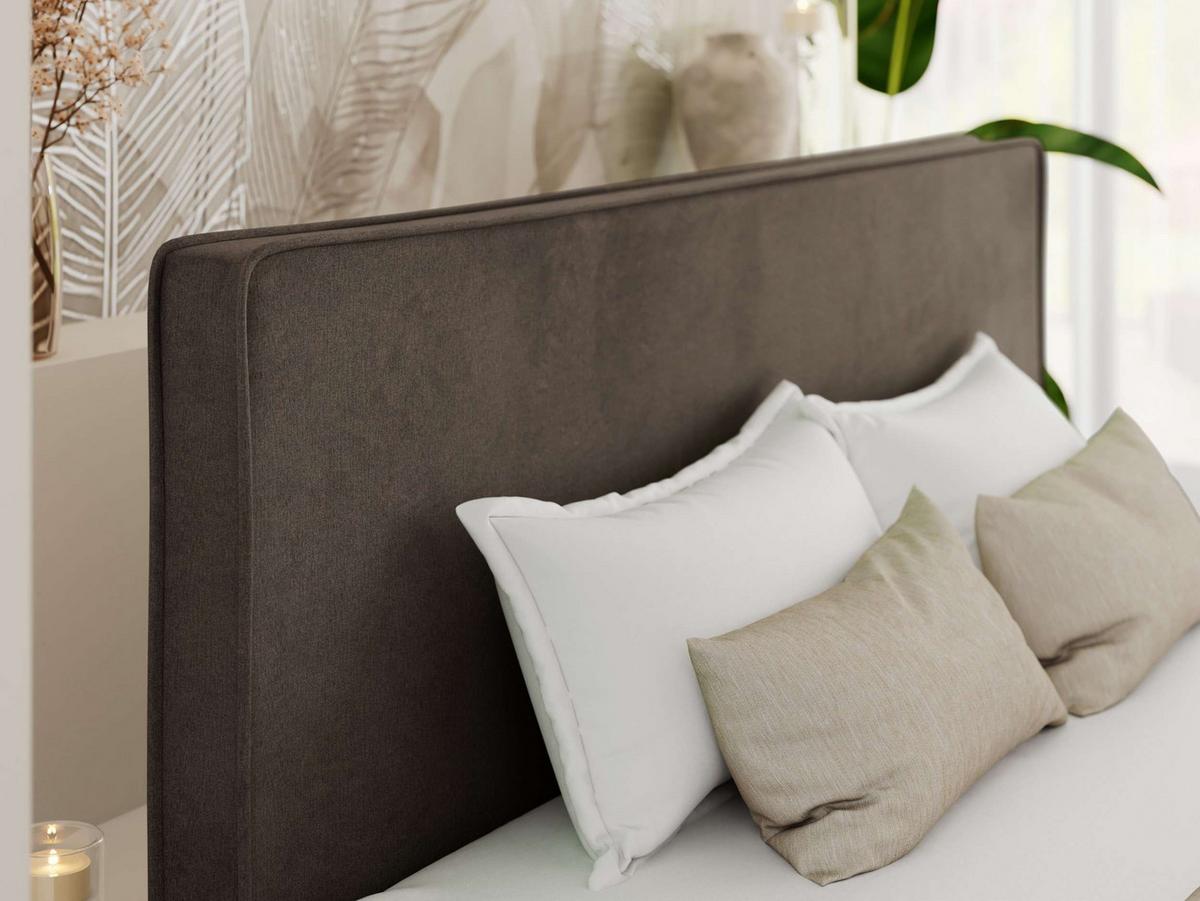 POLSTERBETT LUMARO CLASSIC 200/200 - Braun Velvet - Matratze Foam - Braun/Kernbuche, Holz/Textil (200/200cm) - MKS