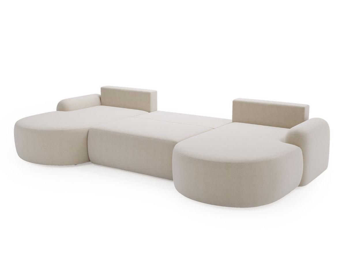 ECKSOFA Aurio U Bouclé-Stoff Weiß - Schwarz/Weiß, Kunststoff/Textil (347/177cm) - Graingold