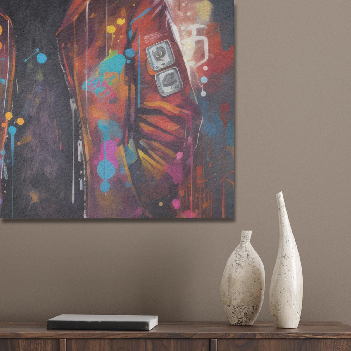 AKUSTIKBILD Panda - Jacke - Graffiti - Orange Wandbilder 60x80 cm - Orange, Kunststoff (60/80/0.9cm) - MuchoWow
