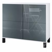 KOMMODE Rova Grau Hochglanz - Grau, Holzwerkstoff (92.5/84.5/35cm) - Vladon