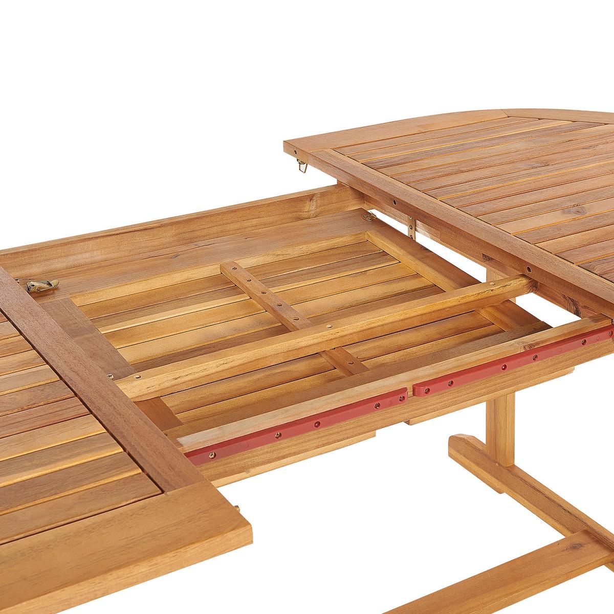 GARTENTISCH Akazienholz hellbraun 160/220/100 cm ausziehbar Maui - Hellbraun, Holz (160/100/74cm) - Beliani