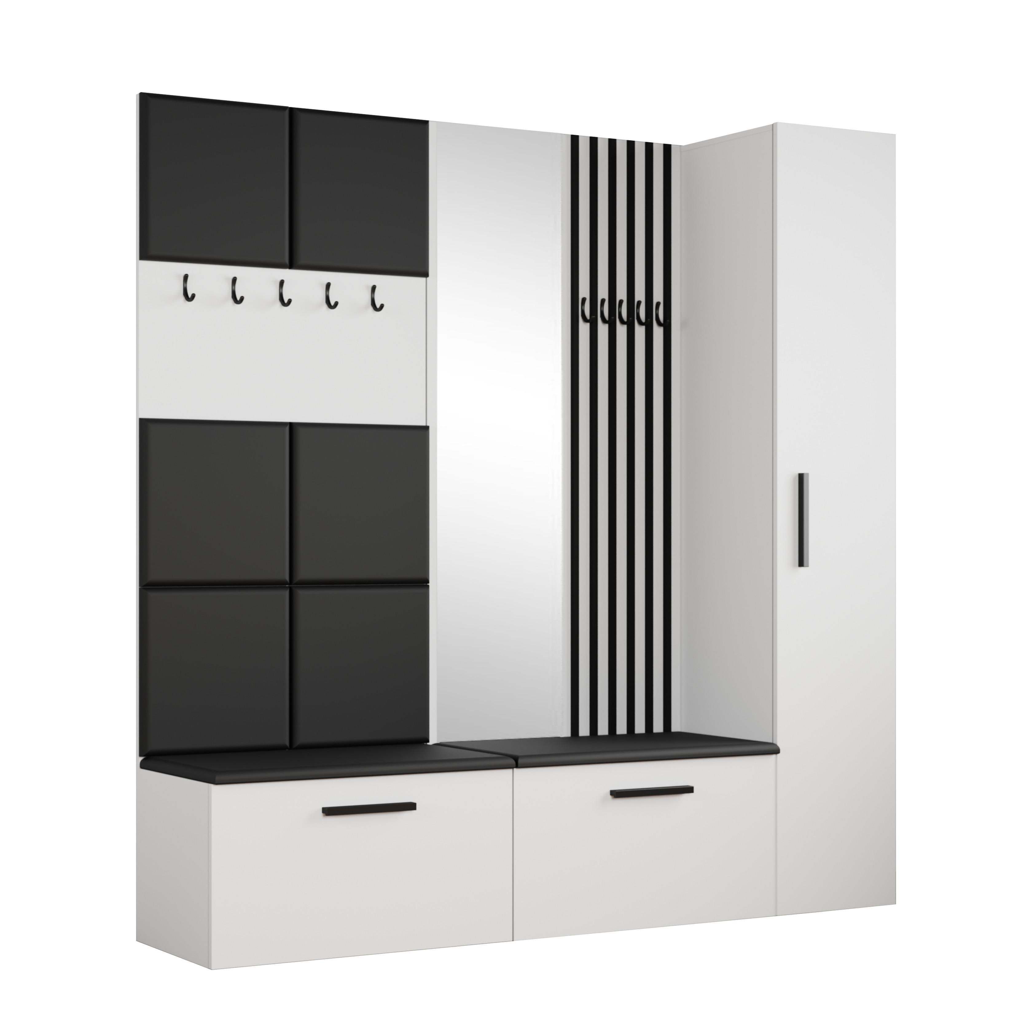 GARDEROBENSCHRANK MODULO 201,2/204/40 cm Modern Garderobe-Set Weiß - Schwarz/Weiß, Holzwerkstoff (201.2/204/40cm) - MASSENO