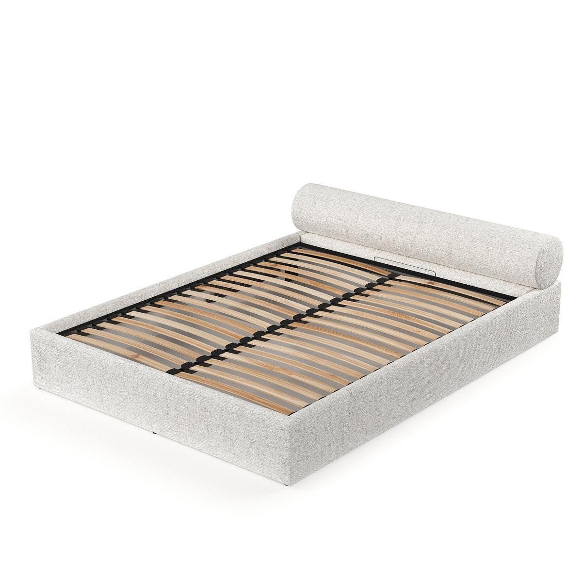 POLSTERBETT Solvo mit Stauraum 140/200 cm Creme im Neve Stoff - Creme/Schwarz, Holz/Holzwerkstoff (140/200cm) - AltaBeds