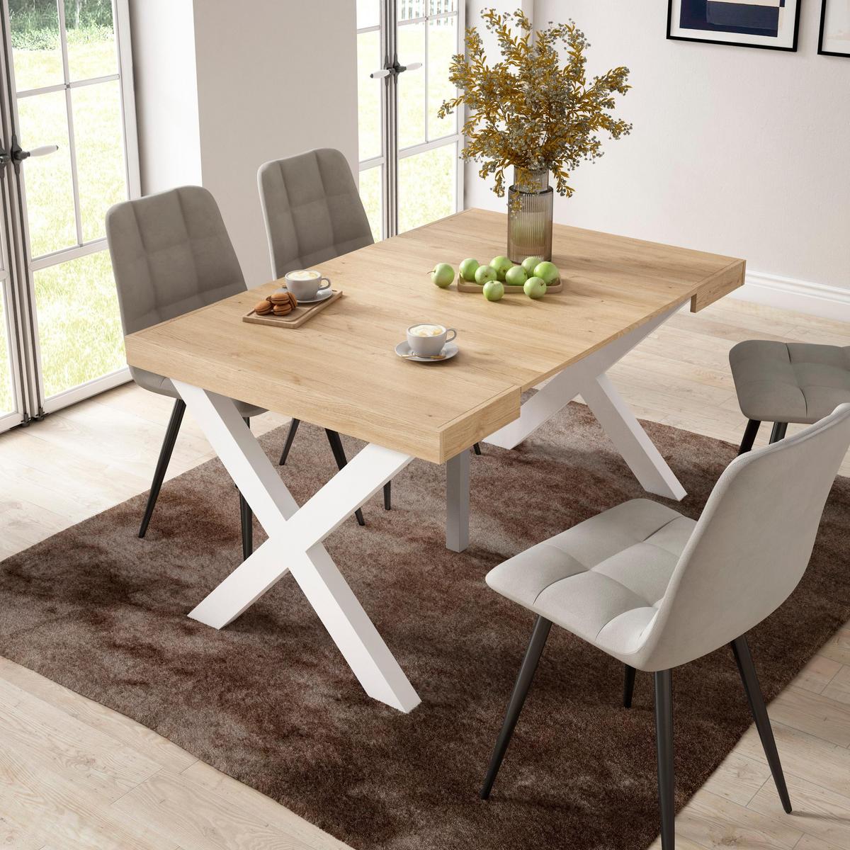 KONSOLENTISCH ausziehbar 58 bis 140cm, für 6 Gäste, eiche, 90/58/73cm - Eichefarben, Holzwerkstoff (90/140/73cm) - Skraut Home