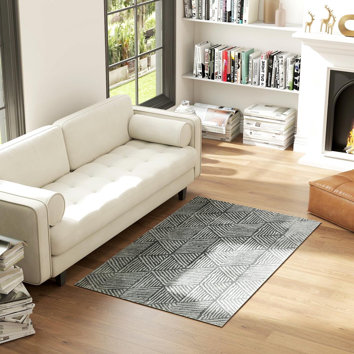 TEPPICH Polypropylen Dunkelgrau - Dunkelgrau, Kunststoff (120/170cm) - HOMCOM