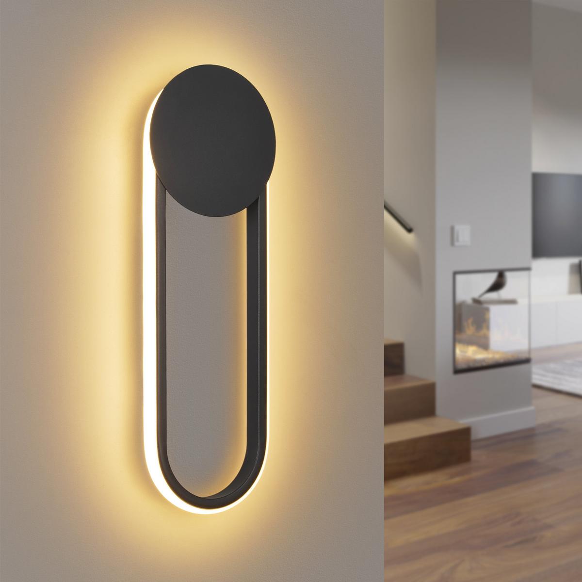 LED - WANDLEUCHTE Scheinor 41.5/14/4 cm - Schwarz, Metall (14/4/41.5cm) - ZMH