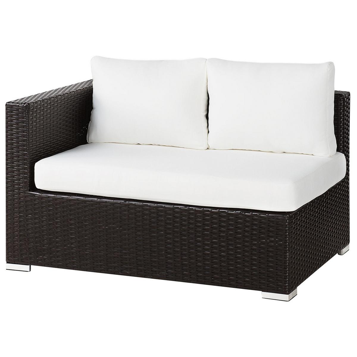 LOUNGE-SET 8-Sitzer braun linksseitig modular Auflagen beige XXL - Beige/Dunkelbraun, Kunststoff - Beliani