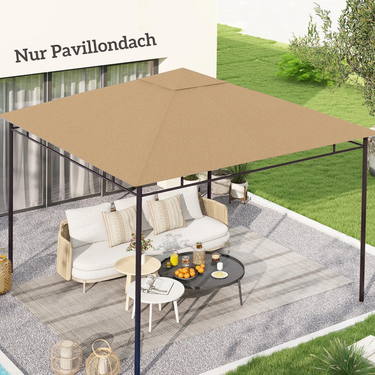 PAVILLONDACH, Sonnenschutz, Beige - Beige, Kunststoff (298/1/298cm) - Outsunny