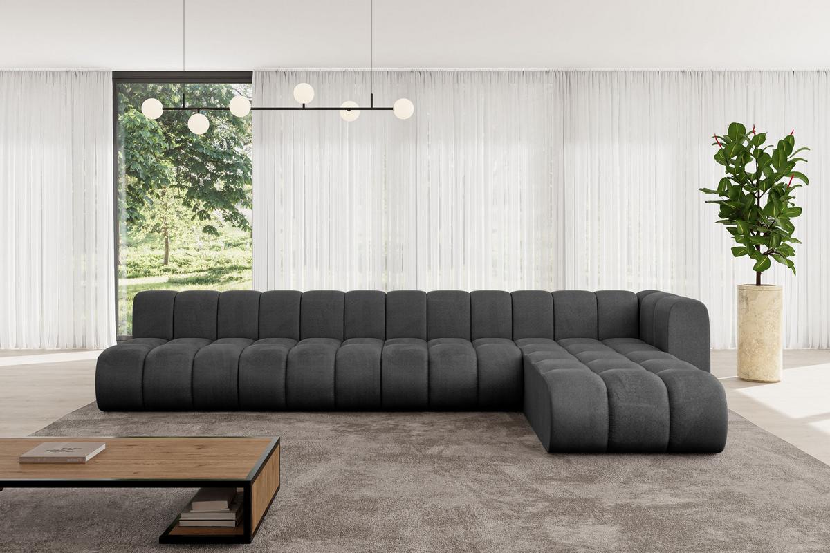 ECKSOFA modulares Sofa Darnel-L3 - 387x177x70 cm Schwarz - Schwarz, Holzwerkstoff/Textil (387/177cm) - ALTDECOR