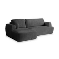 ECKSOFA SENTI P L-S Graphitfarben Kordstoff mit Schlaffunktion - Graphitfarben/Schwarz, Holz/Kunststoff (246/148cm) - MASSENO