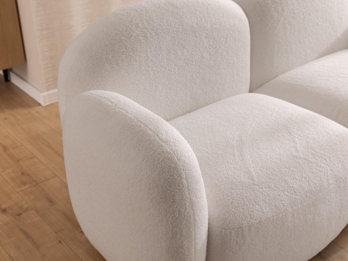 ECKSOFA Nuvola mit abgerundetem Design Schwarz Bouclé-Stoff - Ottomane Rechts - Schwarz/Weiß, Holz/Kunststoff (268/146cm) - S-Style