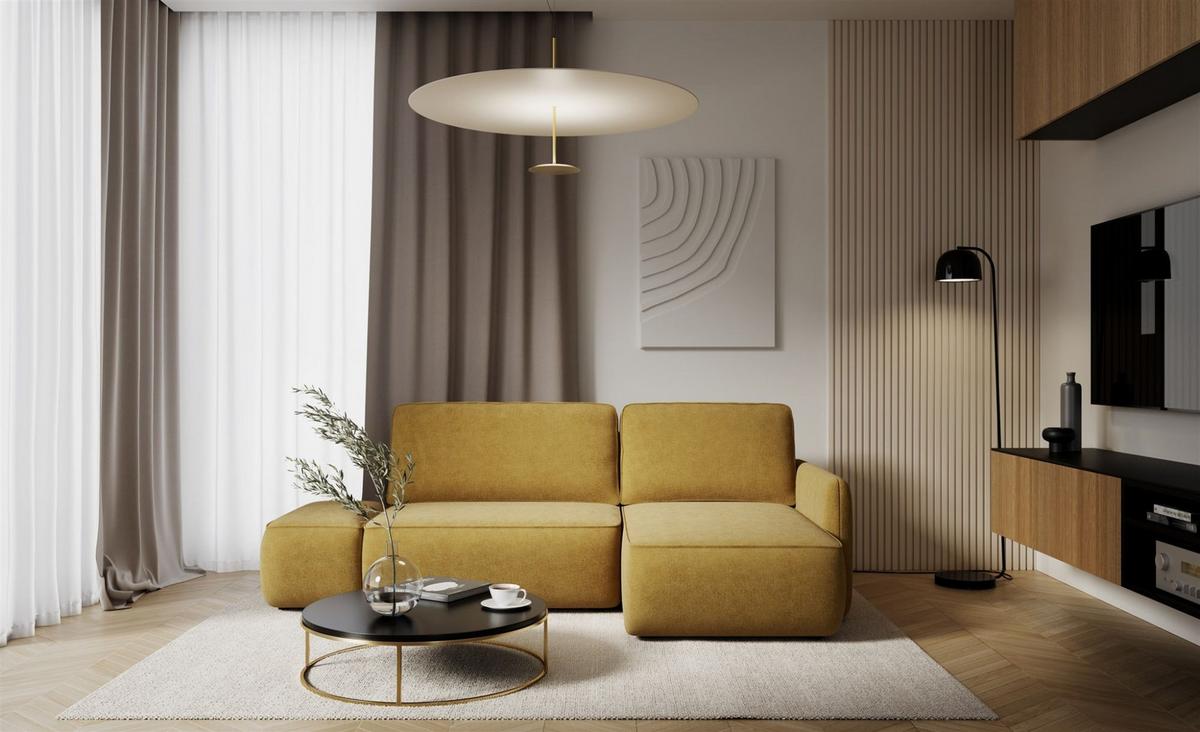ECKSOFA Luka Mit Schlaffunktion - Gelb, Holzwerkstoff/Textil (148/229cm) - Fun Möbel