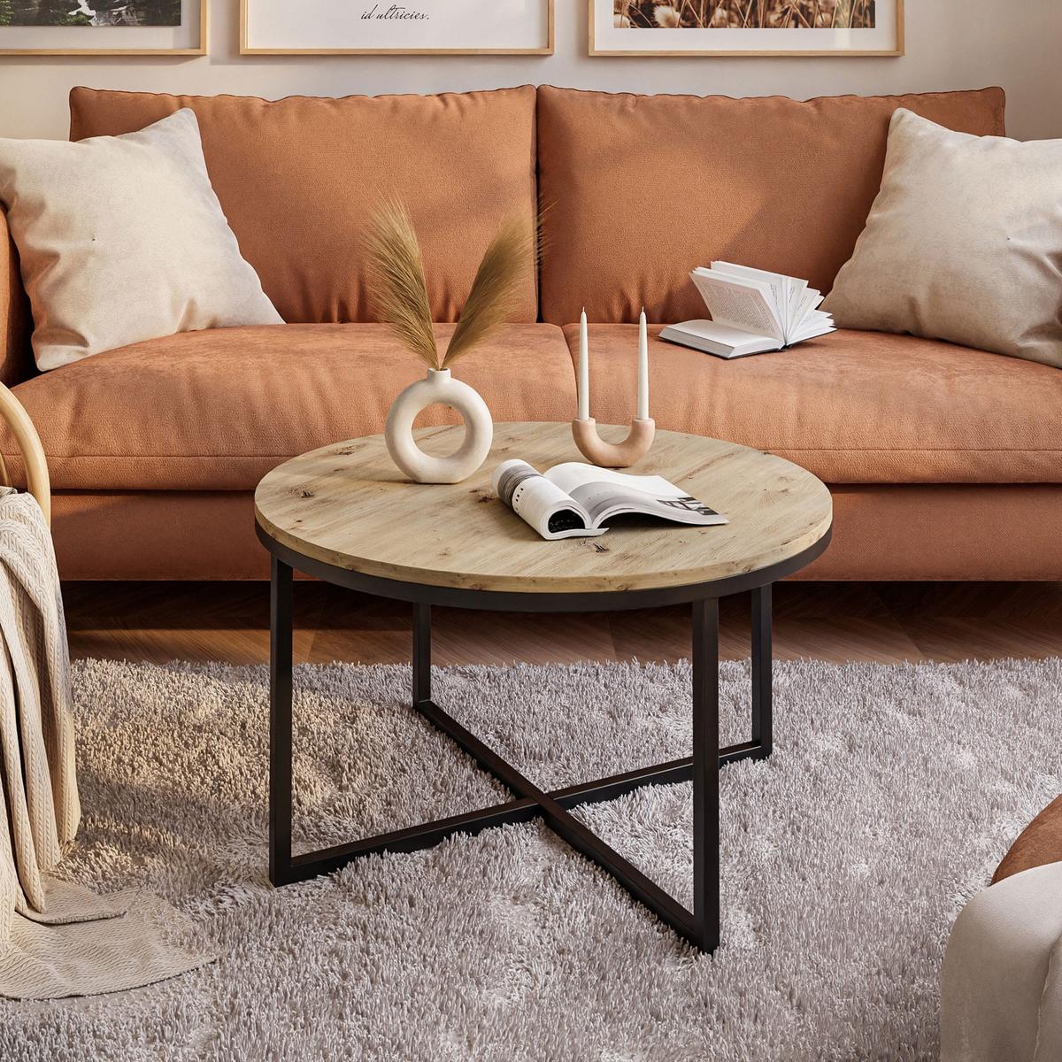 COUCHTISCH CIRI-X Eichenholz Artisan - Schwarz/Eiche Artisan, Holzwerkstoff (70/70/45.6cm) - Lookway