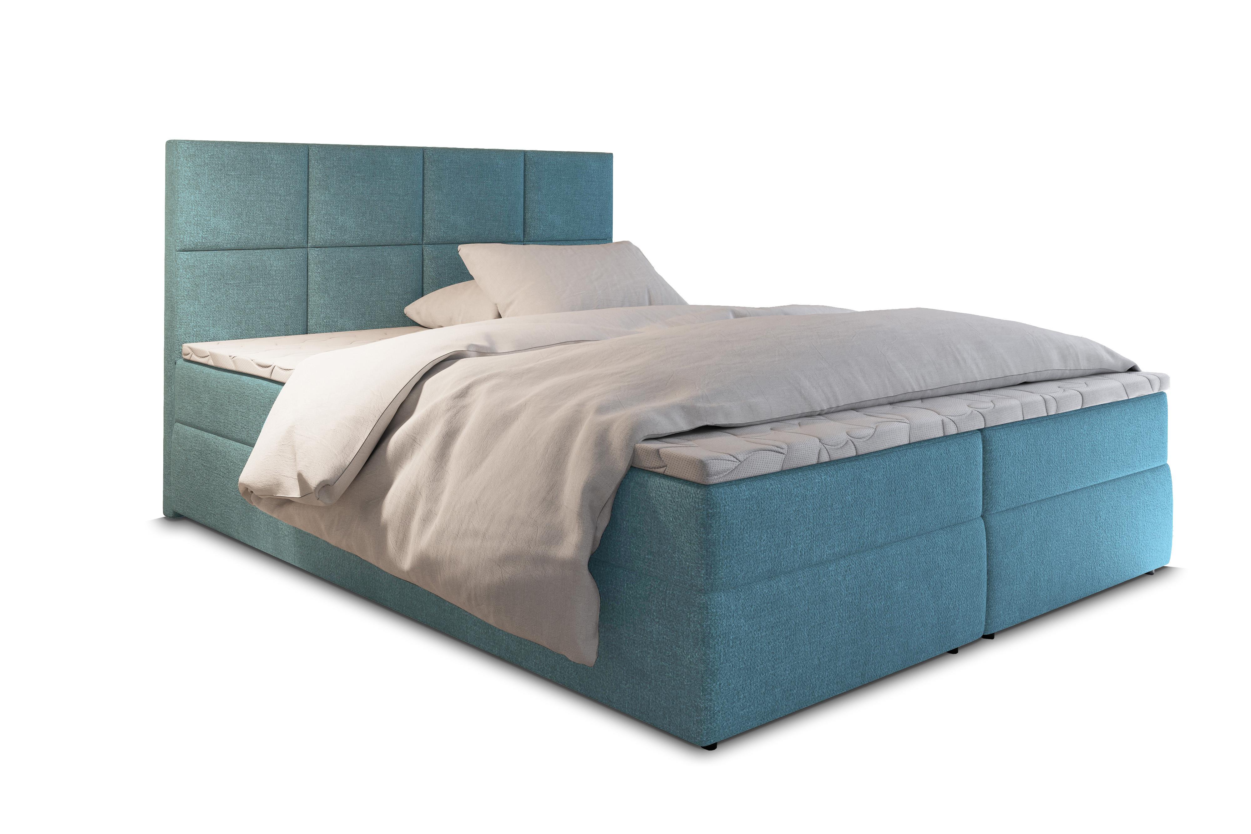 BOXBETT LENA 160x200 cm mit Matratze und Topper - Blau - Hellblau, Holz (160/200cm) - MASSENO