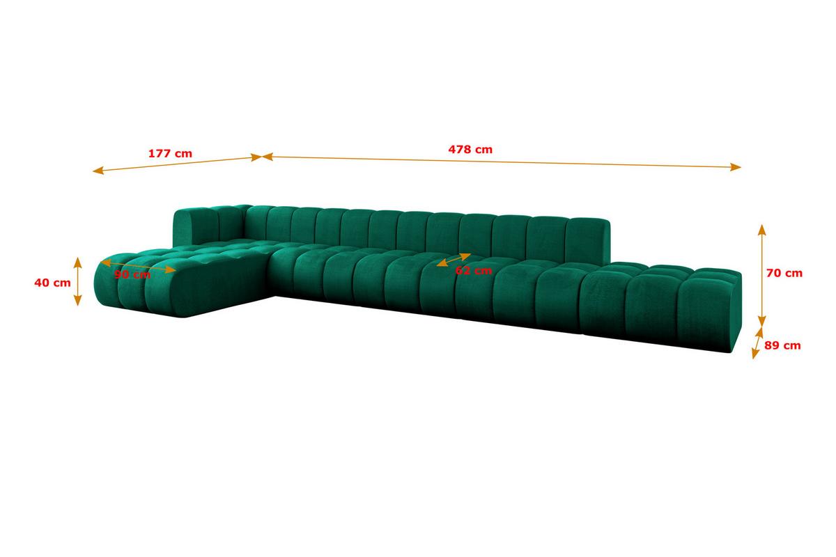 ECKSOFA modulares Sofa Zuvon-L3 - 478x177x70 cm Grün - Dunkelgrün, Holzwerkstoff/Textil (478/177cm) - ALTDECOR