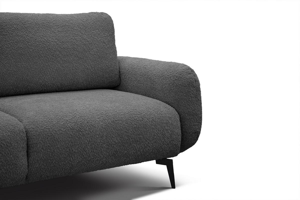 SOFA FEBE 3-Sitzer, dunkelgrau - Dunkelgrau/Schwarz, Holz/Textil (190/82/96cm) - Wozimo