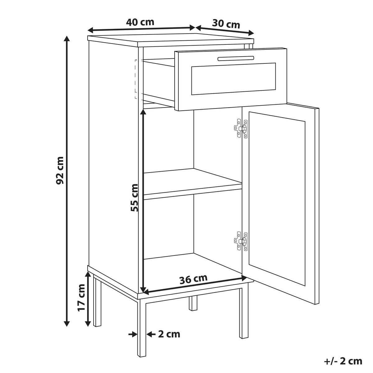 BADEZIMMERSCHRANK 40 cm Hellbraun Rosell - Naturfarben/Braun, Holzwerkstoff (40/92/36cm) - Beliani